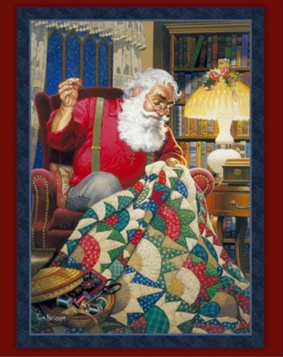 QUILTING SANTA Christmas Fabric Quilt Panel 