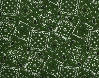 Bandana Paisley Hunter Green Fabric
