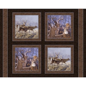 THE RUTS Fabric Quilt Pillow Panel 36&quot; x 45&quot;, Deer, Buck, Hunting (see description...)