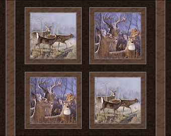 THE RUTS Fabric Quilt Pillow Panel 36" x 45", Deer, Buck, Hunting