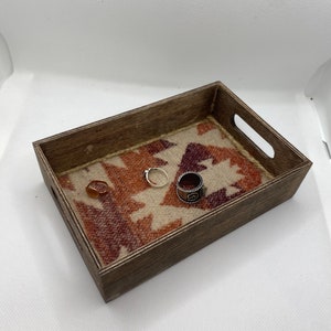 Western Style Ring Tray/Dish Orange/Rust Aztec Wool 4.5X6.5