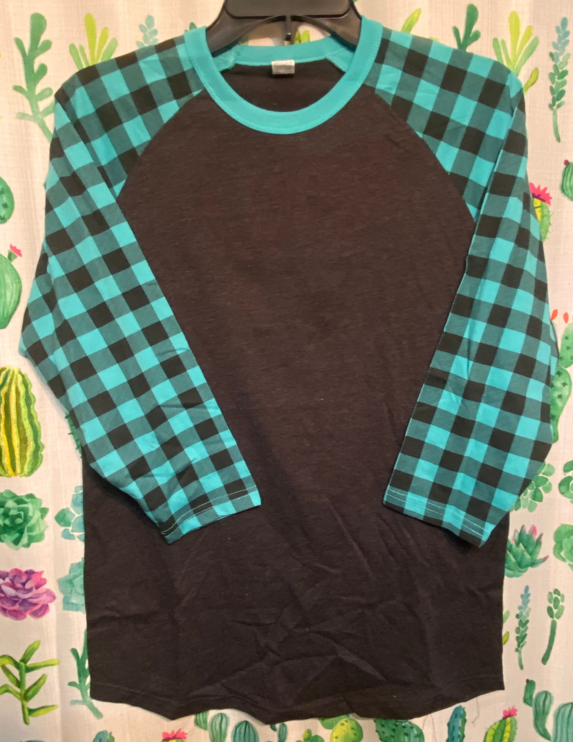 buffalo plaid raglan blank