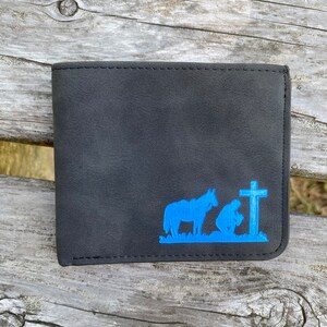 Praying Cowboy Black  Faux Leather Bi-fold Wallet