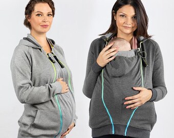 hoodie with baby carrier built in