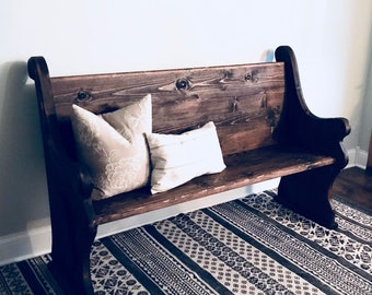 Shipping Included Traditional Style Church Pew Bench Black Etsy