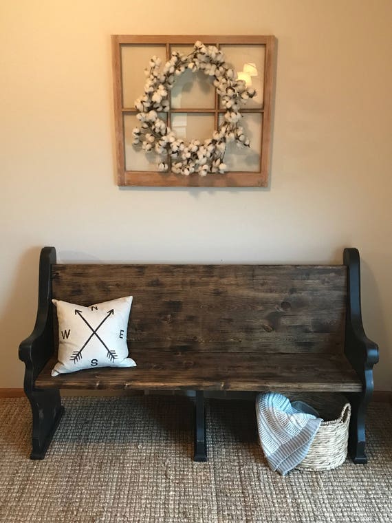 Shipping Included Traditional Style Church Pew Bench Black Etsy