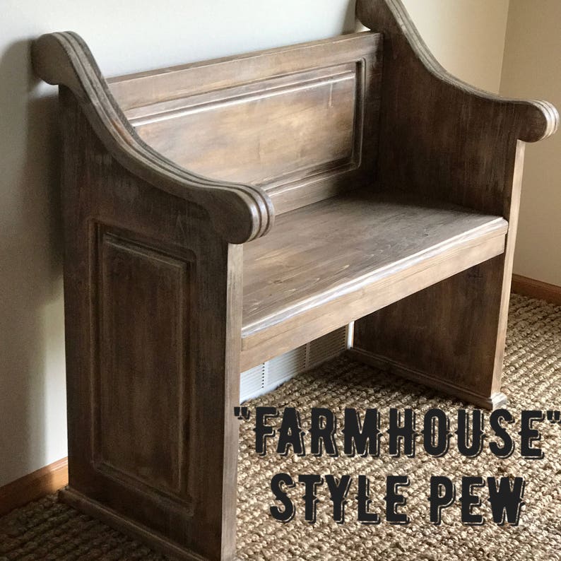 Custom Church Pew Bench Foyer Entryway Furniture Farmhouse Etsy