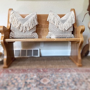 IN STOCK! Hickory Hardwood Church Pew Bench: Farmhouse Furniture; entryway, foyer, dining seating. Wedding/Anniversary.