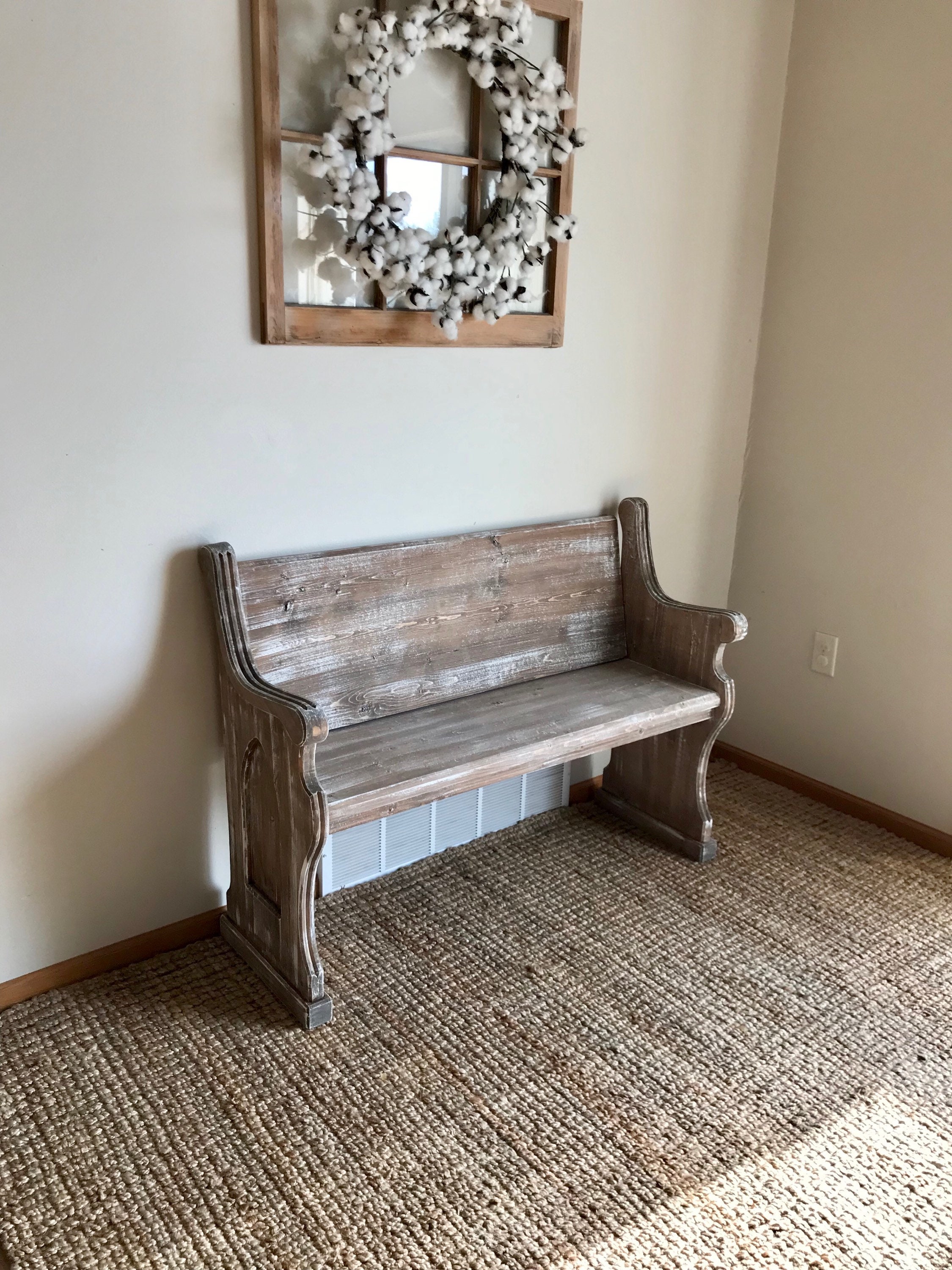 Custom Church Pew Bench Foyer Entryway Furniture Farmhouse Etsy