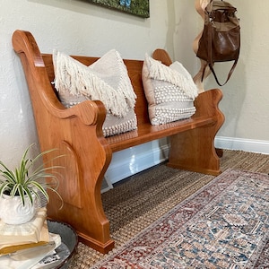 CUSTOM LENGTH ORDER:  Cherry, Traditional Style Church Pew Bench, Farmhouse, entryway, foyer, or dining seating. Wedding/Anniversary.