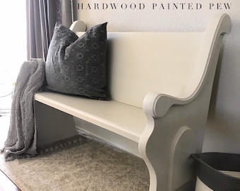 CUSTOM LENGTH ORDER:  Painted Maple, Traditional Style Church Pew Bench, Farmhouse, entryway, foyer, dining seating. Wedding/Anniversary.