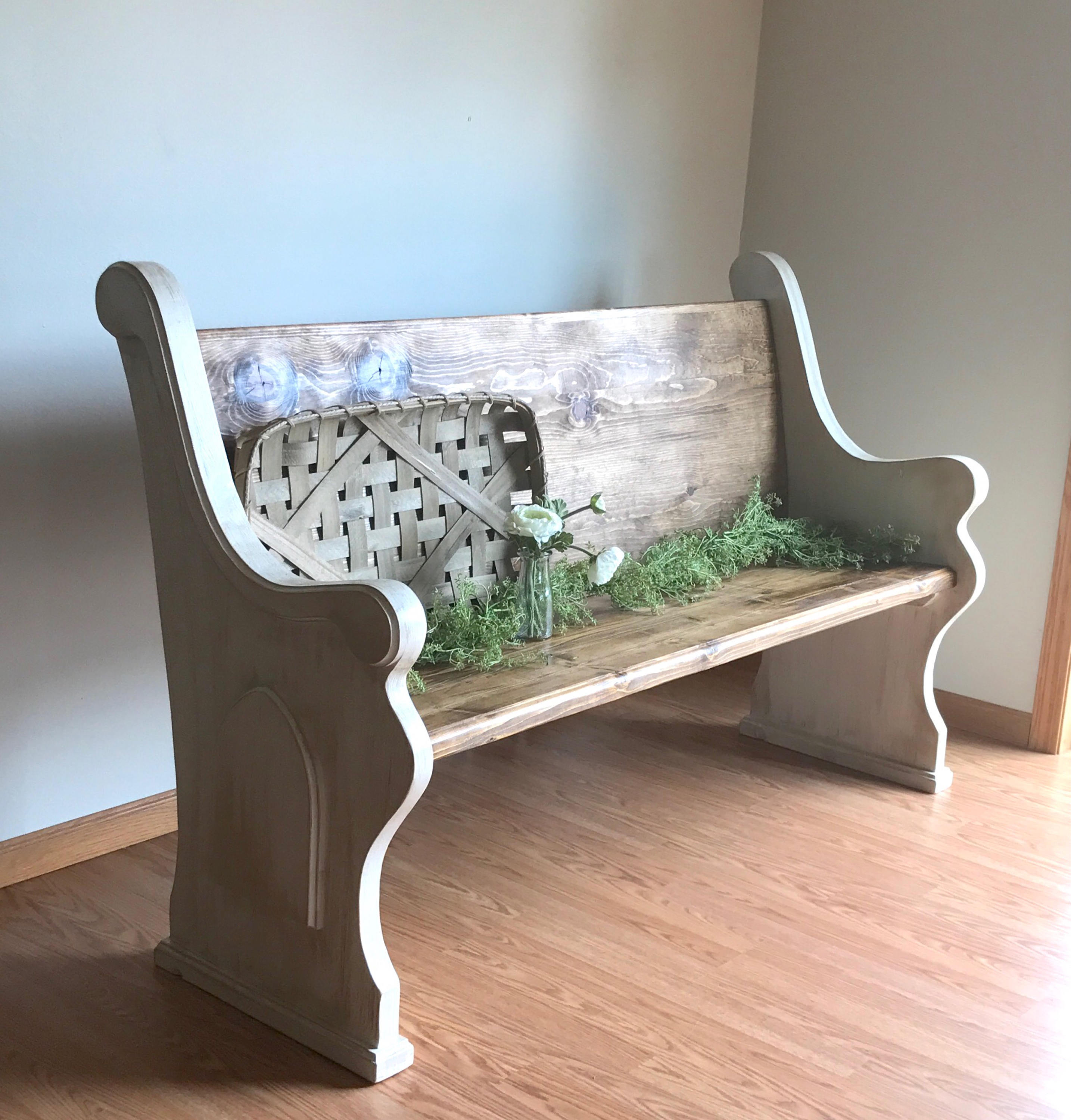 Custom Church Pew Bench Foyer Entryway Furniture Farmhouse ...
