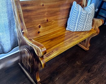 CUSTOM LENGTH ORDER: Traditional Style Church Pew Bench.  Knotty Pine. Foyer, Entryway Furniture, Farmhouse Design, Dining Seating, Gift