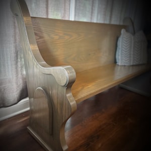 CUSTOM LENGTH ORDER: Traditional Style Church Pew Bench.  Knotty Pine. Foyer, Entryway Furniture, Farmhouse Design, Dining Seating, Gift