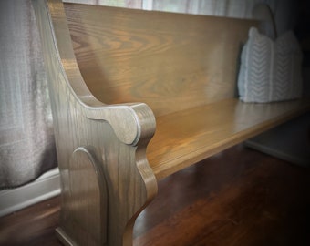 CUSTOM LENGTH ORDER: Traditional Style Church Pew Bench.  Knotty Pine. Foyer, Entryway Furniture, Farmhouse Design, Dining Seating, Gift