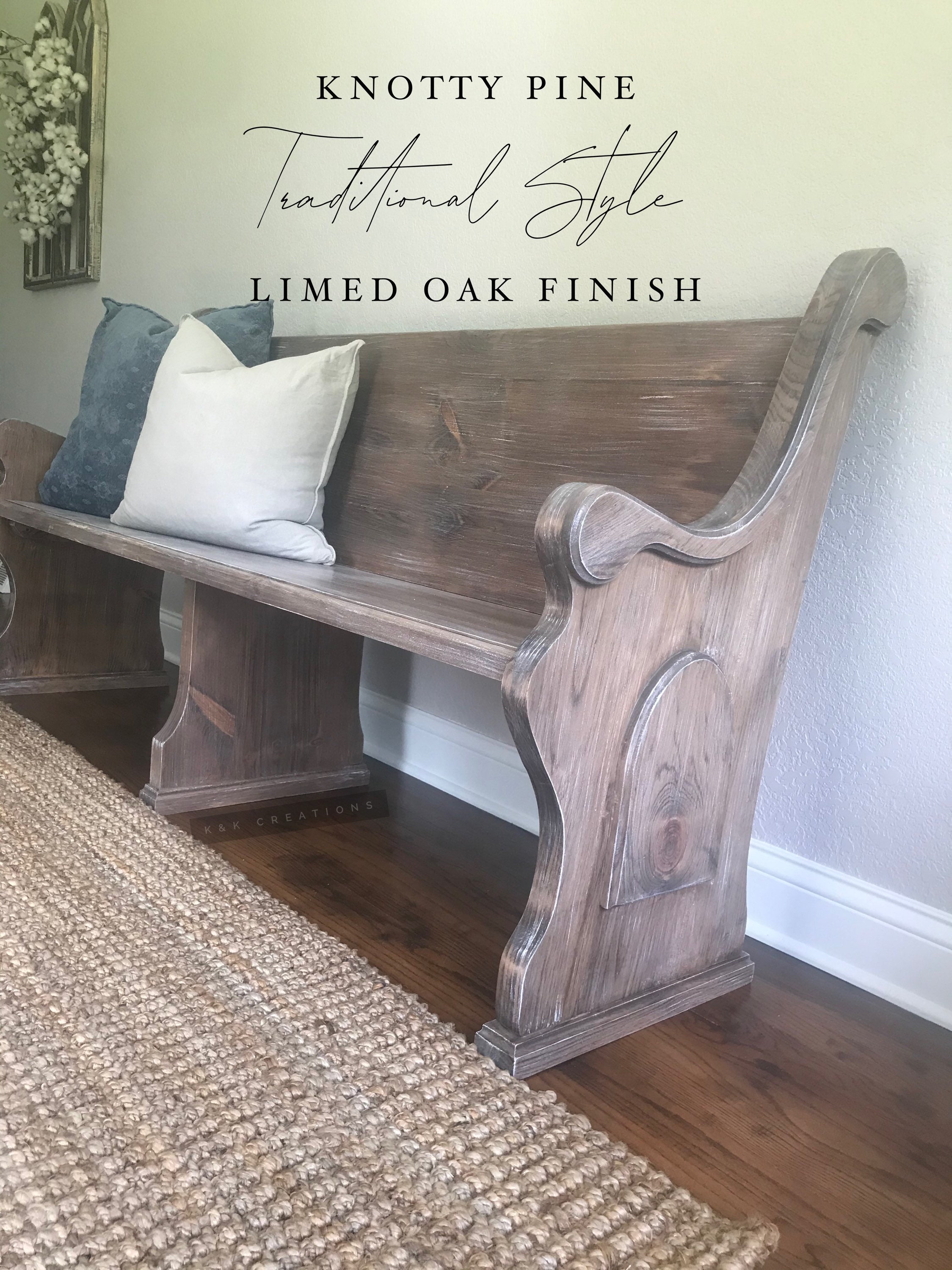 IN STOCK Limed Oak Church Pew Bench Foyer Entryway Furniture