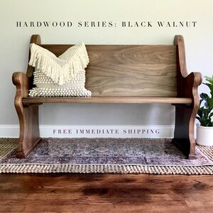 CUSTOM LENGTH ORDER:  Black Walnut, Traditional Style Church Pew Bench, Farmhouse, entryway, foyer, or dining seating. Wedding/Anniversary.