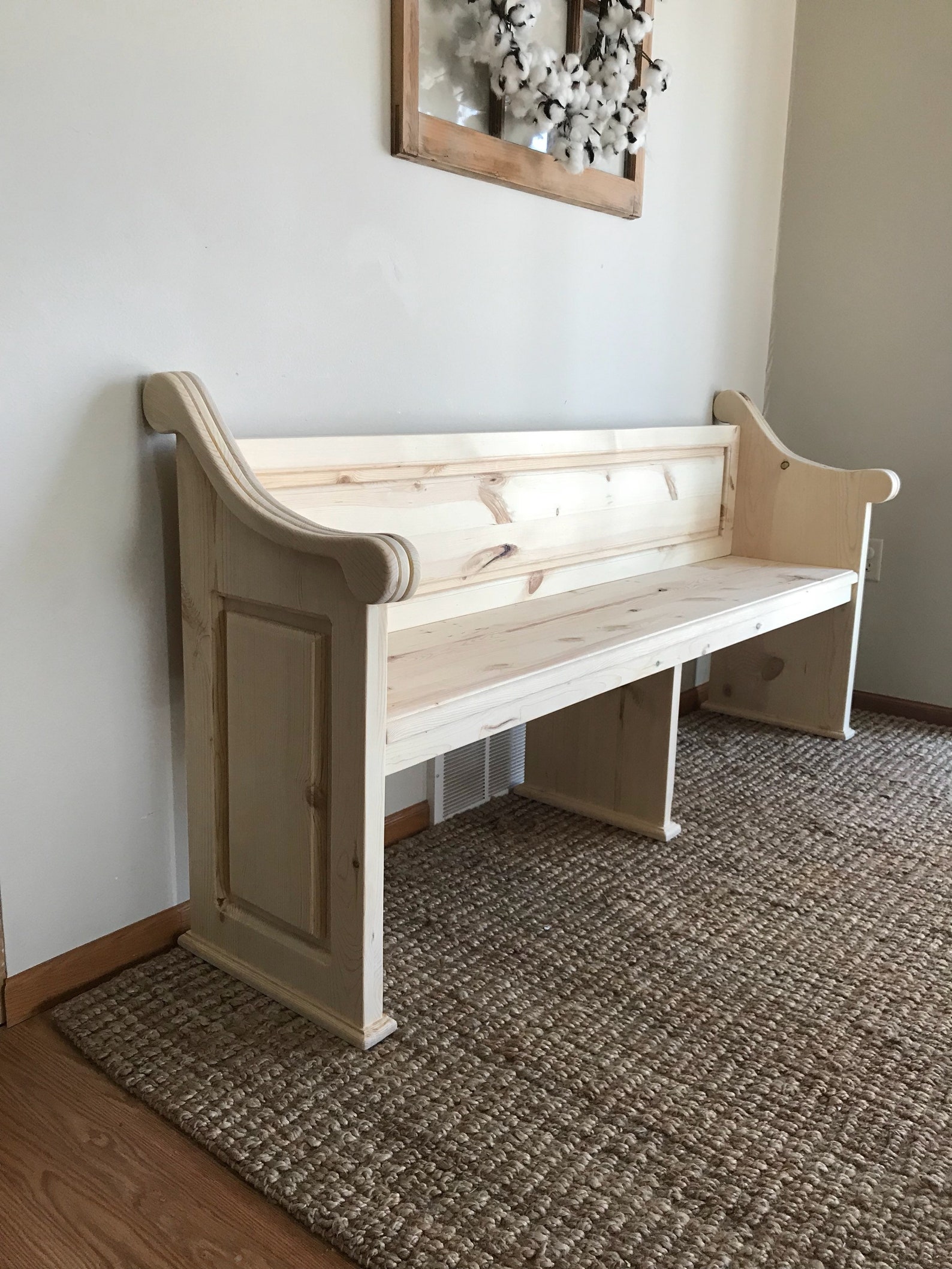 Custom Church Pew Bench Foyer Entryway Furniture Farmhouse Etsy