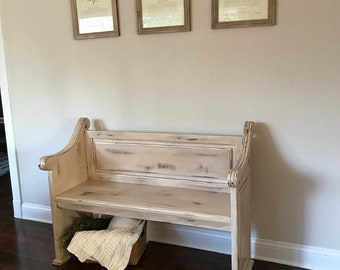 Custom Church Pew Bench, Foyer, Entryway Furniture, Farmhouse Design, Dining Seating, Pew, Wooden Bench made of hardwood only!