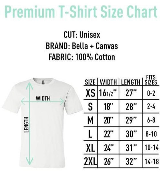 Typical Shirt Size Chart