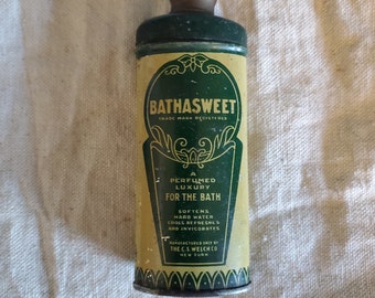 Bathasweet Powder Tin Vintage Antique Collectible Advertising