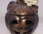 Terra Cotta Jack O&#39;Lantern Candle Holder