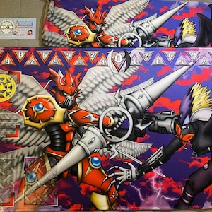 Beelzemon VS Gallantmon Rubber Playmat and pouch