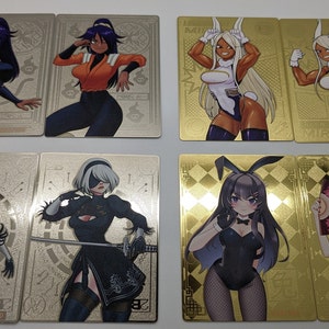 Waifus de anime fuerte: tarjeta TCG de metal dorado limitada