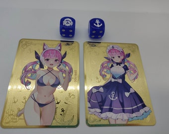 Aqua Field Center and Dice - Minato Aqua Gold Card and d6 pair