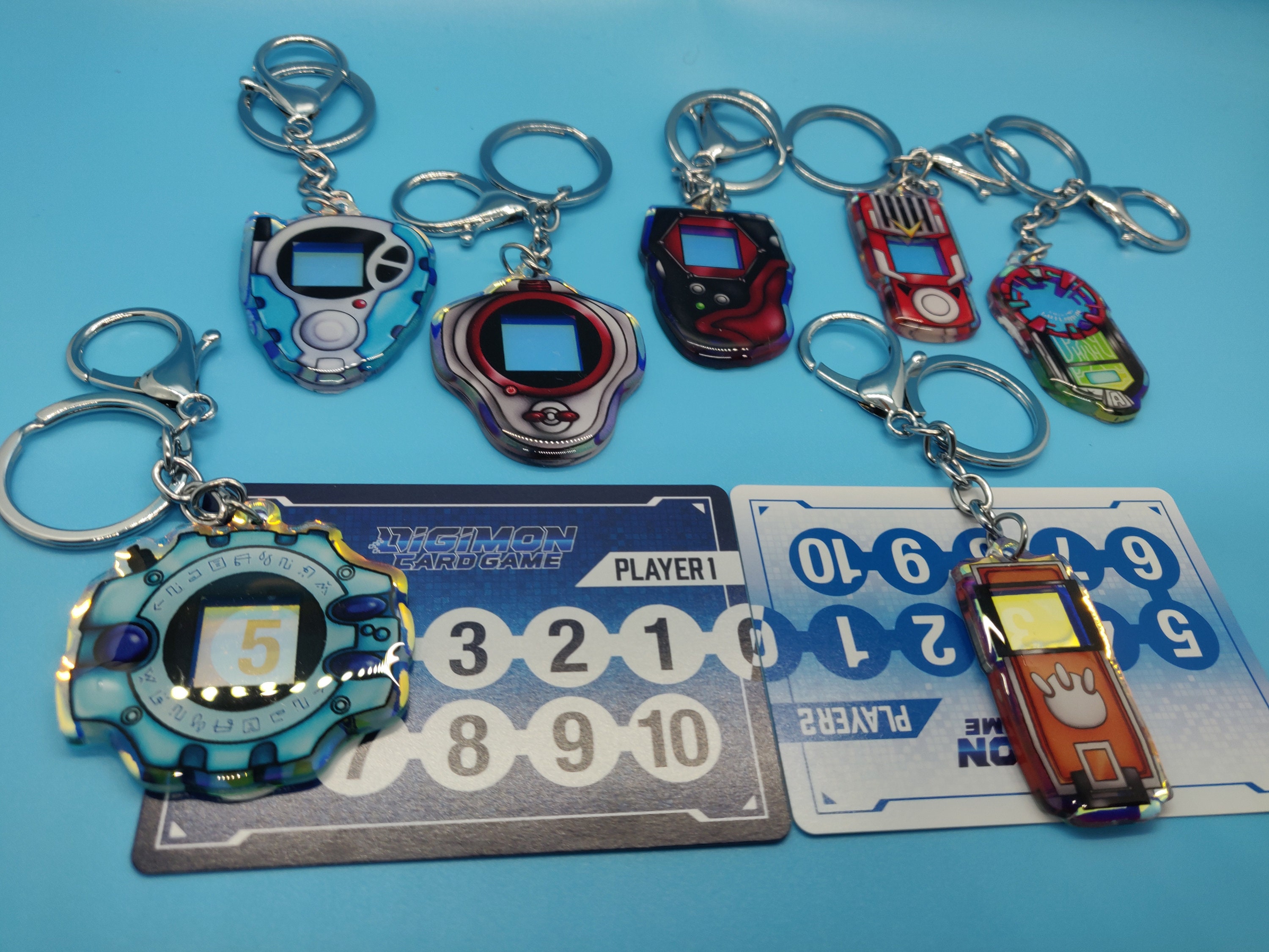 Digimon Keychains 7 Digivices Agumon Gabumon Gatomon and Etsy