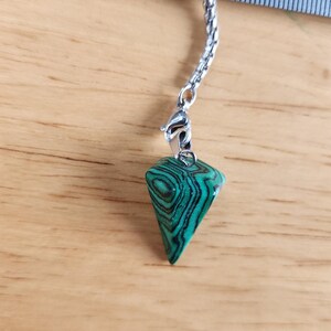 Coffin pendulum, Malachite pendulum, Wire wrapped stone, Dowsing Tools crystal pendulum,