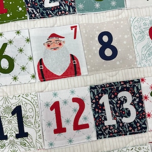 Quilted Advent Calendar, Christmas Wall Hanging, Christmas Gift, Christmas Decor, Calendrier de l'avent