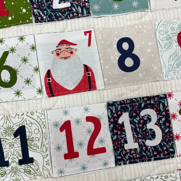 Quilted Advent Calendar, Christmas Wall Hanging, Christmas Gift, Christmas Decor, Calendrier de l'avent