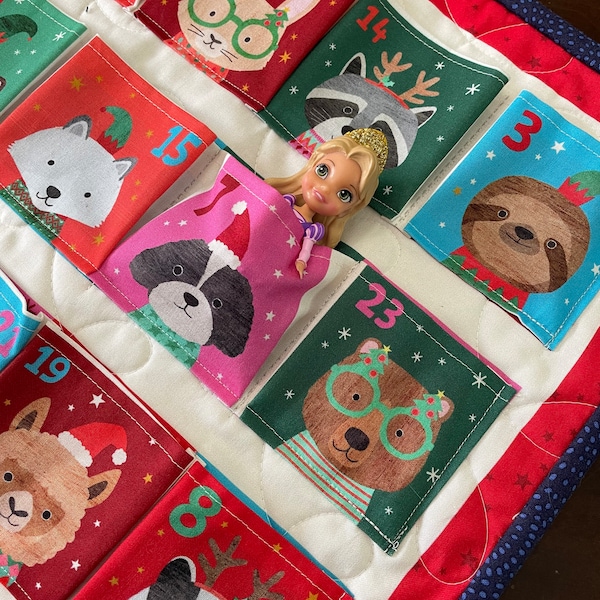 Quilted Advent Calendar, Christmas Wall Hanging, Christmas Gift, Christmas Decor, Calendrier de l'avent
