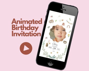 Birthday Animated Invitations for baby girl, Baby Girl birthday digital invitation, Customized Invites, WhatsApp Invitation