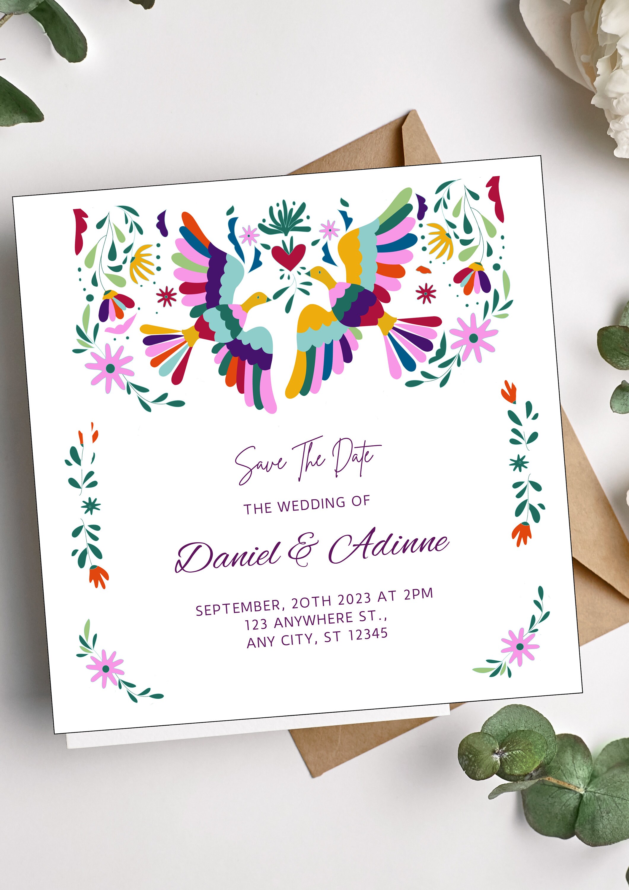 Mexico Theme Invitation Canva Invitation Template Otomi Wedding Invitation Mexican Wedding Instant Download Wedding Template