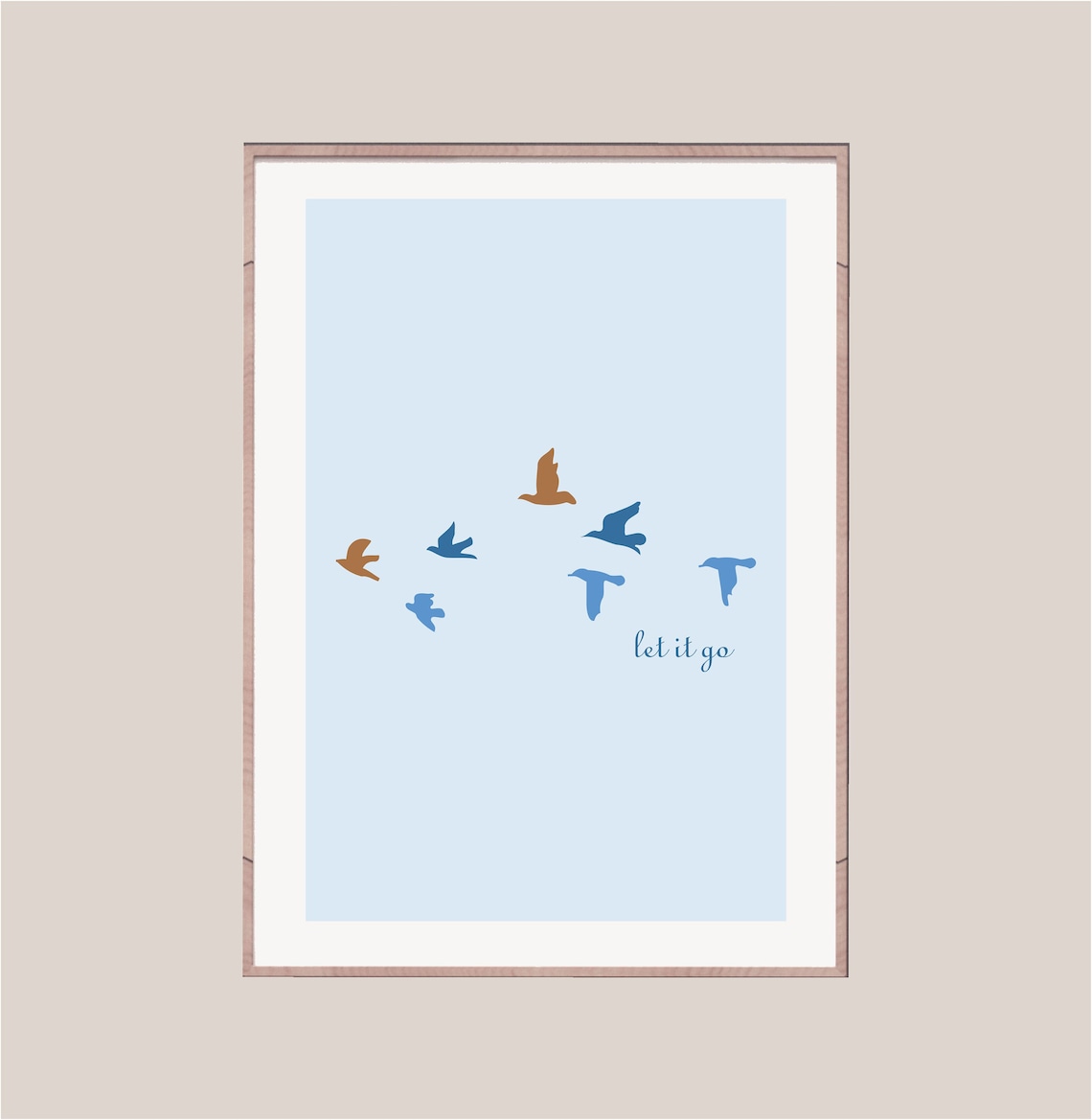 Birds in Flight Blue Wall Art Birds Illustration Print Let Etsy