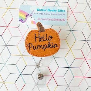 Hello Pumpkin interchangeable or permanent badge reel clip