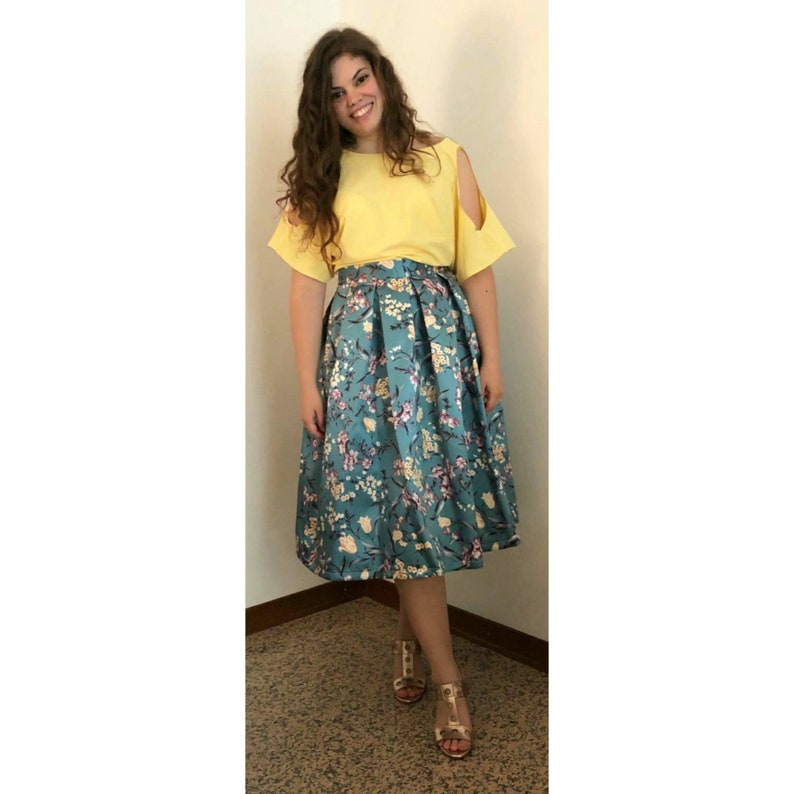 Yellow pleated skirt 50s Clearance
