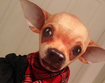 Papercraft  Chihuahua template adult   mask DIY animal mask printable no painting needed ,Print, cut, fold and glue Digital 3D Dog mask
