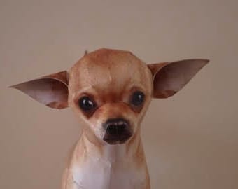 Chihuahua papercraft  model DIY model of cutest realistic Chihuahua art Downloadable Chihuahua art 3D template paper pet