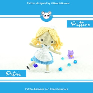 Alice in Wonderland, amigurumi Alice, crochet Alice, crochet doll, Alice doll, amigurumi pattern, doll pattern, chibi doll, Alice pattern image 1