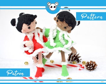 Christmas doll, xmas pattern, crochet doll, amigurumi pattern, lolita, amigurumi doll, crochet doll pattern, doll pattern, articulated doll