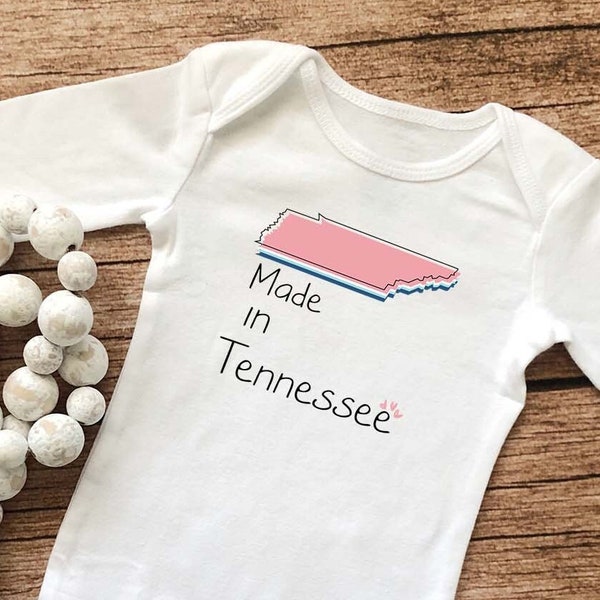 Made in Tennessee state Bodysuit,Baby shower gift,New baby outfit,Baby bodysuits,Announcement Onesies,Custom baby Onesie,Baby Gift,Newborn