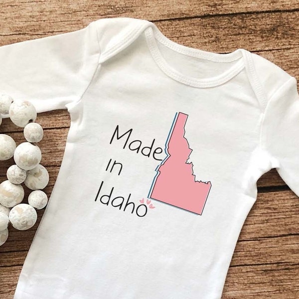 Made in Idaho baby Bodysuit,Cadeau de baby shower,Nouvelle tenue de bébé,Bodysuits pour bébé,Annonce Onesies,Custom baby Onesie,Cadeau bébé,Nouveau-né