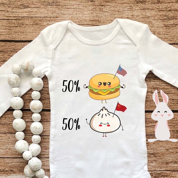 50 Prozent American 50 Prozent Chinese Funny Baby Onesie - Mexiko Flagge Baby Body Chinese Onesie Baby Kurzarm Onesie, Knödel