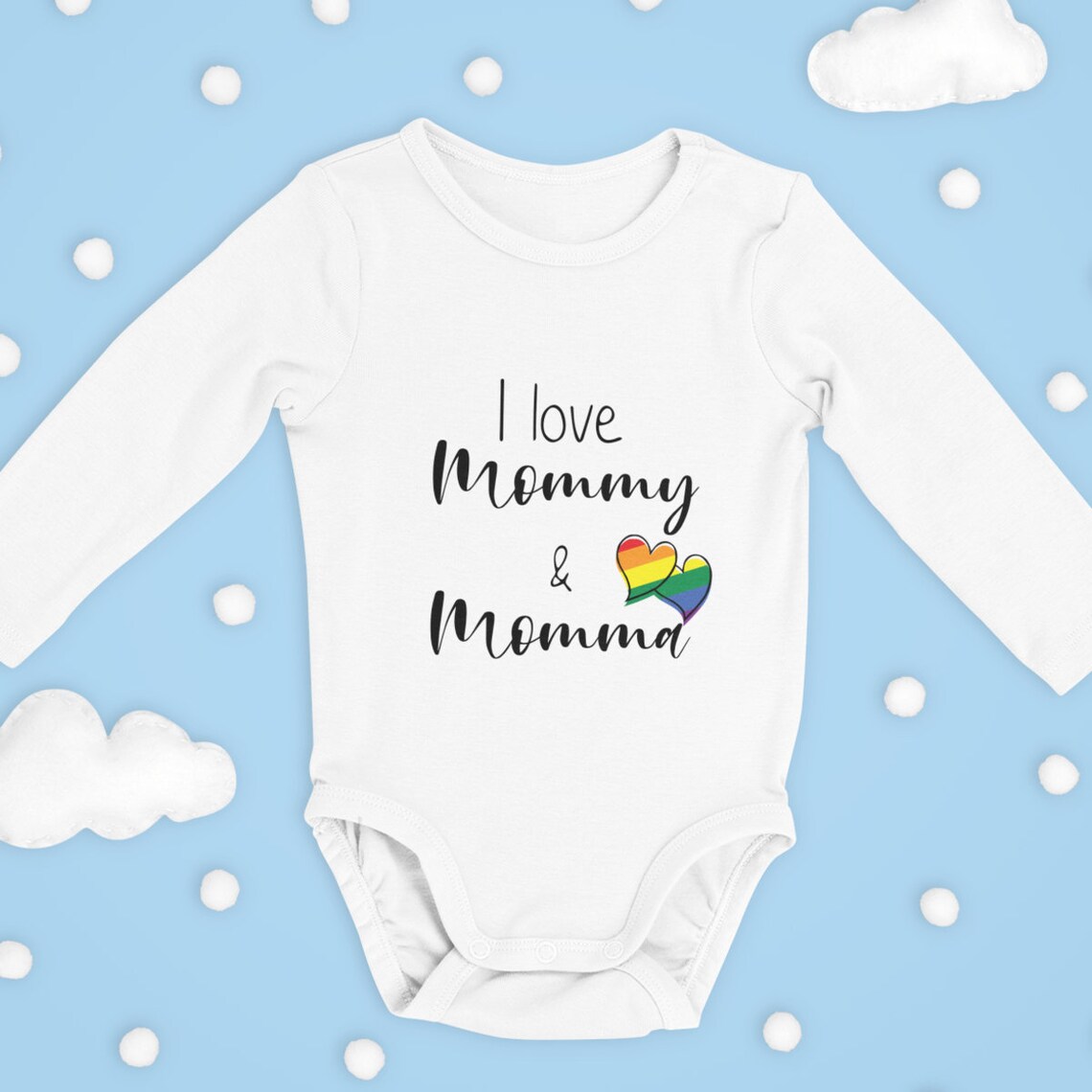 I Love Mommy and Momma Onesie® Pride Rainbow Heart Baby - Etsy
