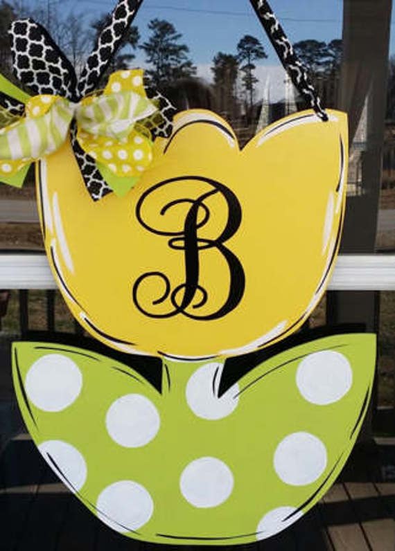 Wood Tulip Door Hanger Etsy