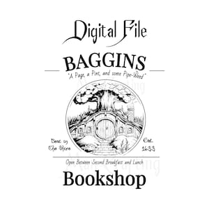 Librería Baggins / Inspirado en ESDLA / A los haflings les encanta leer / Lo mejor de la Comarca / Imagen digital