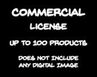 May include: Commercial license for up to 100 products. Does not include any digital image.